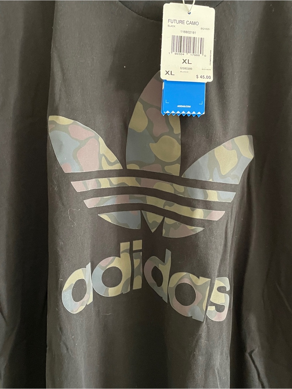 adidas Black Short Sleeve Tee with Camo Trefoil - Picture 3 of 4